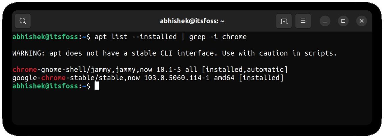 check if google chrome installed in ubuntu
